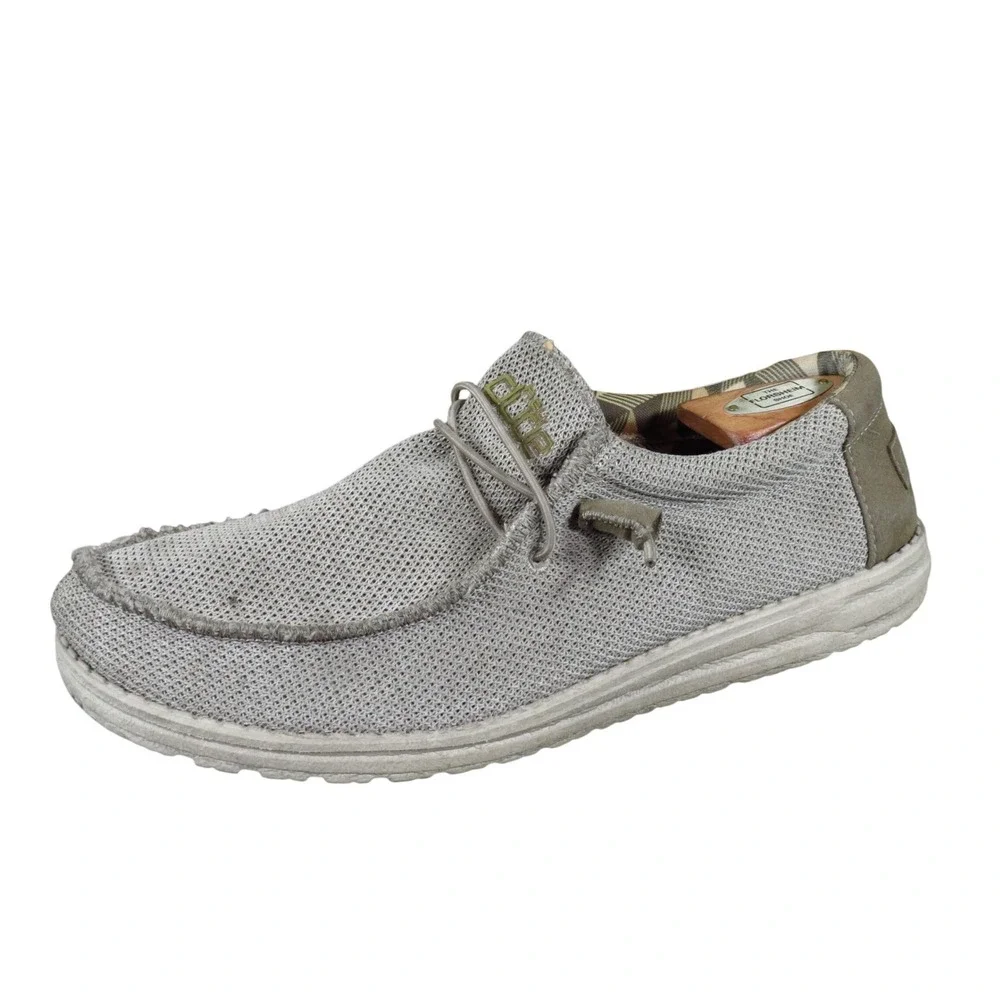 Hey Dude Wally Sox Mens‎ Loafers Size 10 Walking Shoes Tan Stretch Knit Slip On
